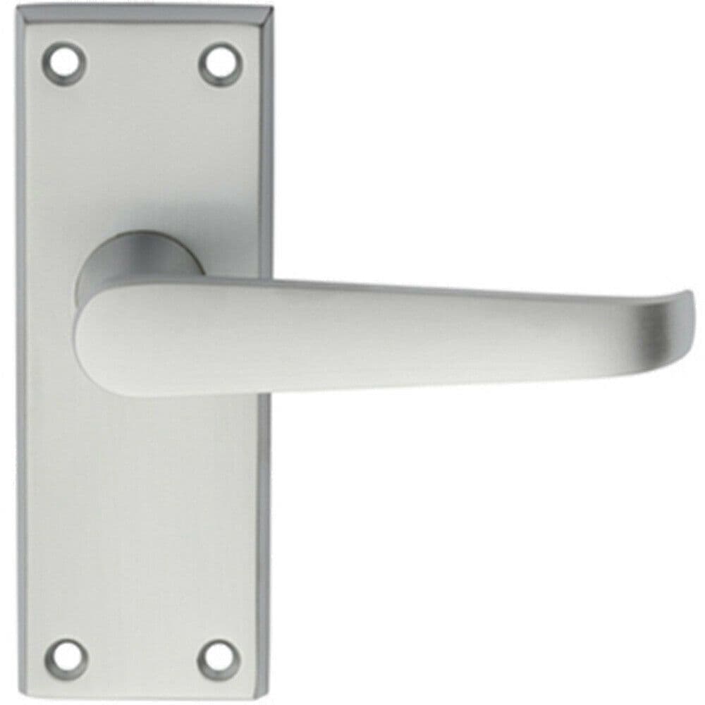 PAIR Straight Handle on Short Latch Backplate 118 x 42mm Satin Chrome