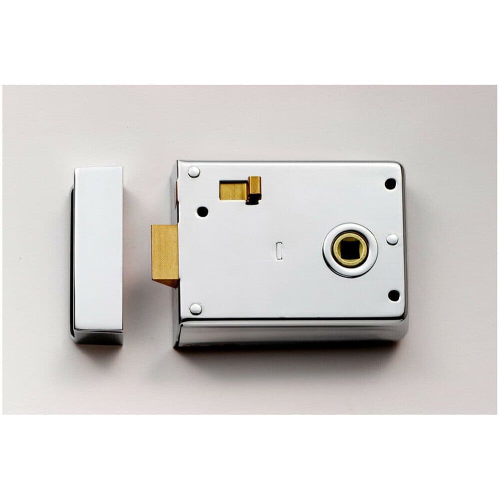 Traditional Contract Rim Latch 102 x 76mm Polished Chrome Door Security Lock