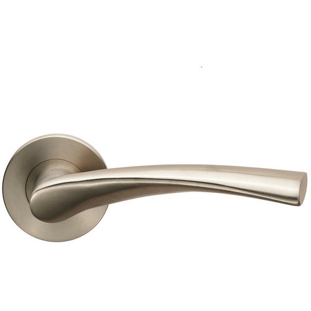 PAIR Twisted Angular Design Lever on Slim Round Concealed Fix Satin Steel
