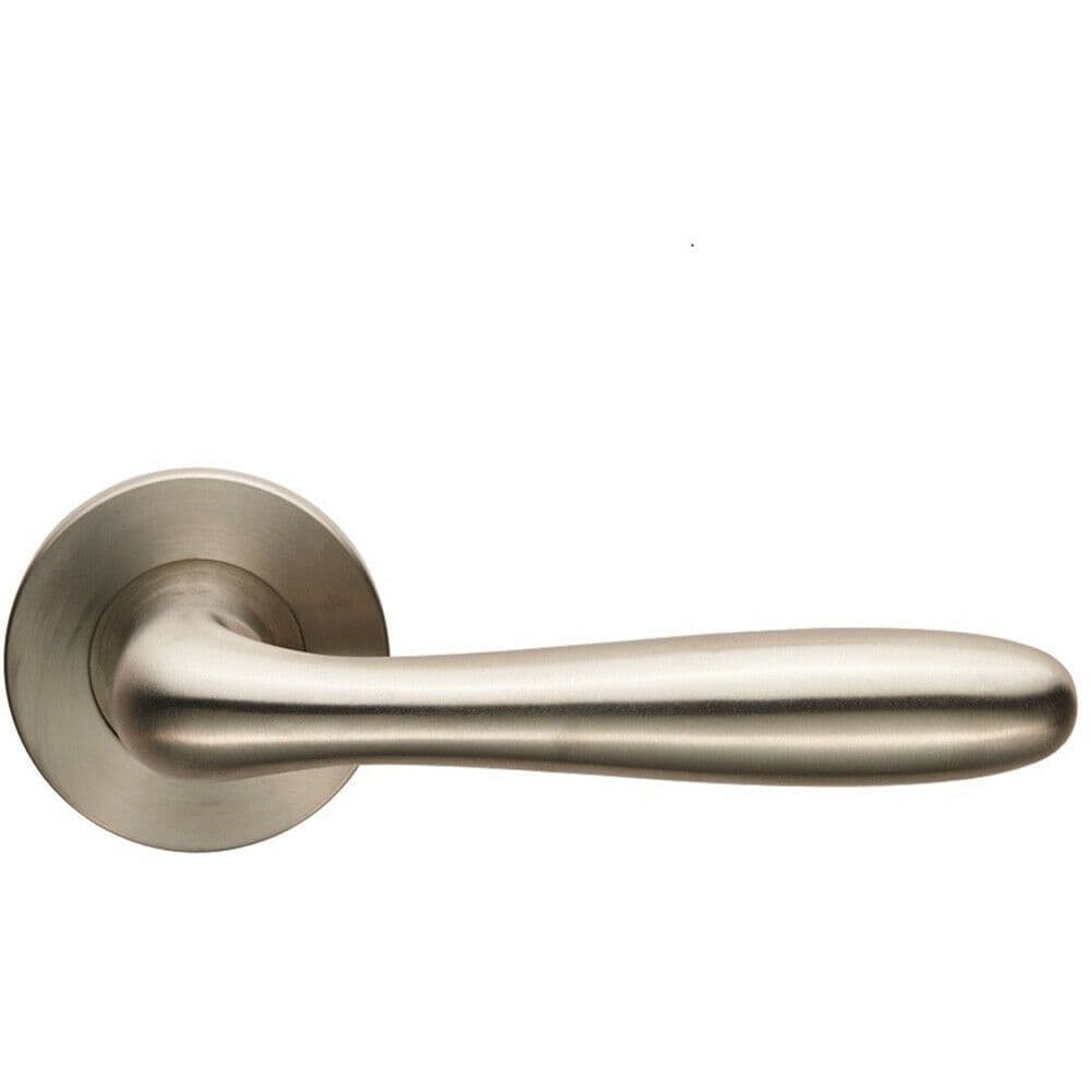 PAIR Smooth Rounded Bar Handle on Slim Round Rose Concealed Fix Satin Steel