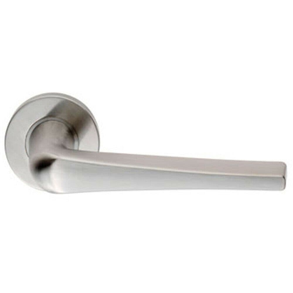 PAIR Straight Flat Topped Bar Handle on Round Concealed Fix Satin Steel