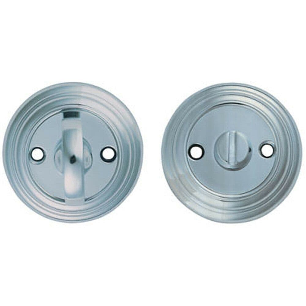 Bathroom Thumbturn Release Handle Reeded Design 55mm Dia Polished Chrome