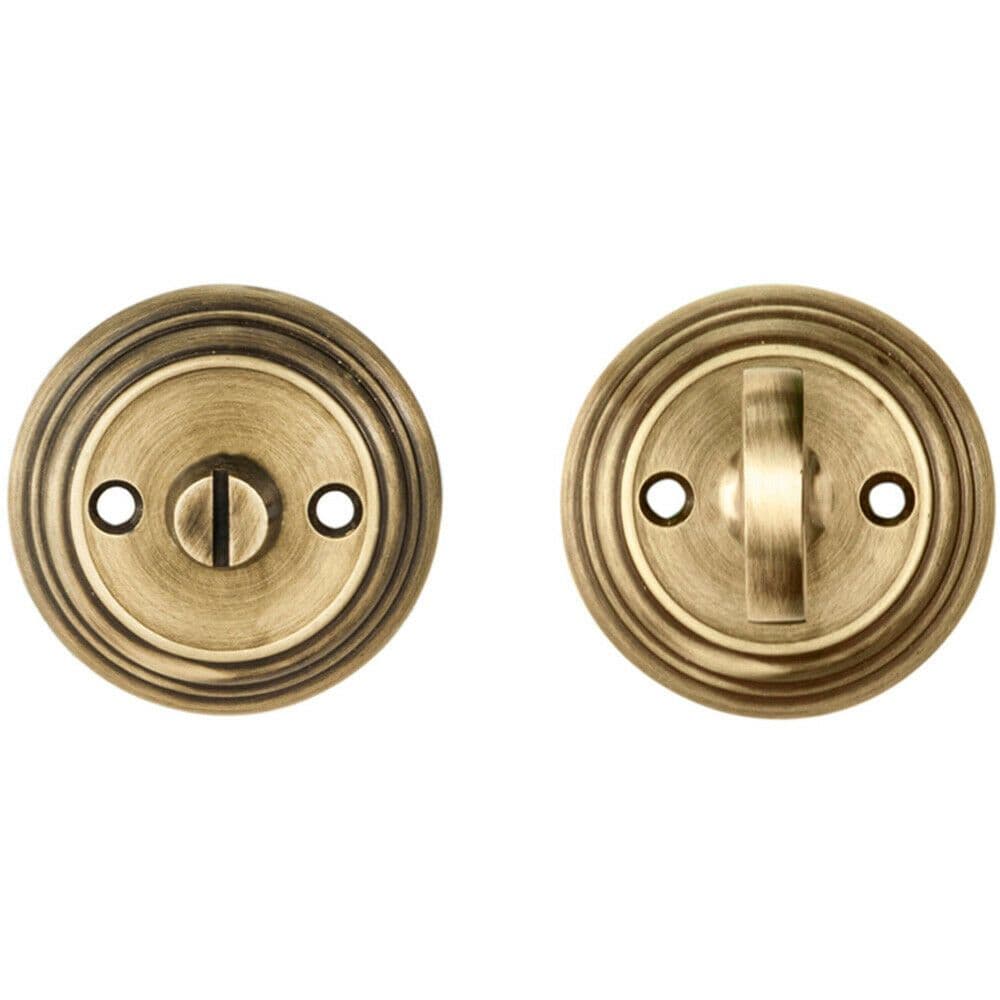 Bathroom Thumbturn And Release Handle Reeded Design 55mm Dia Antique Bronze