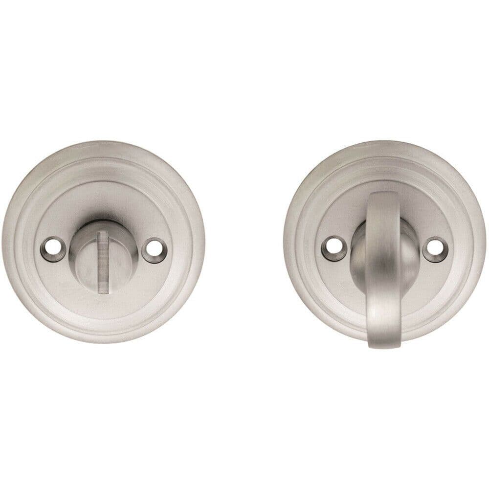 Bathroom Thumbturn Release Handle Reeded Design 55mm Dia Satin Chrome