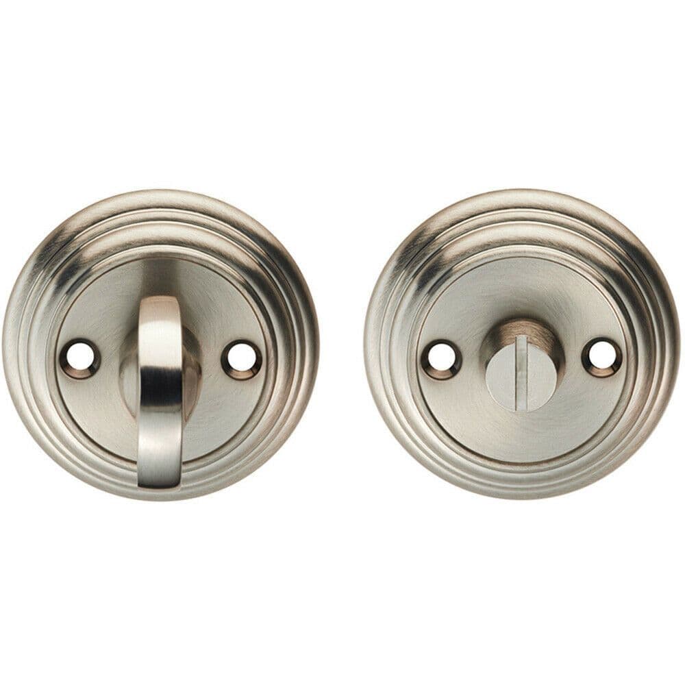 Bathroom Thumbturn And Release Handle Reeded Design 55mm Dia Satin Nickel
