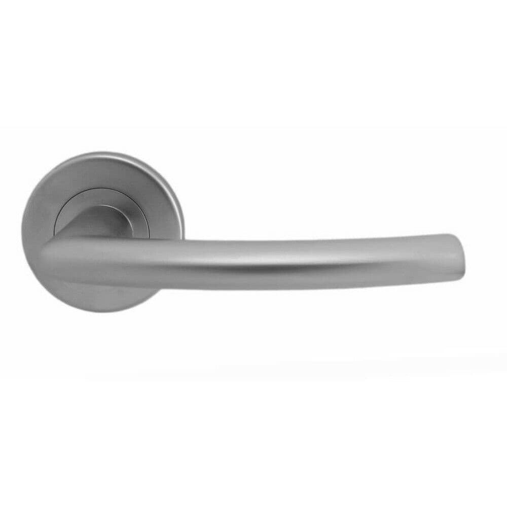 PAIR Oval Shaped Curved Bar Handle Concealed Fix Round Satin Chrome