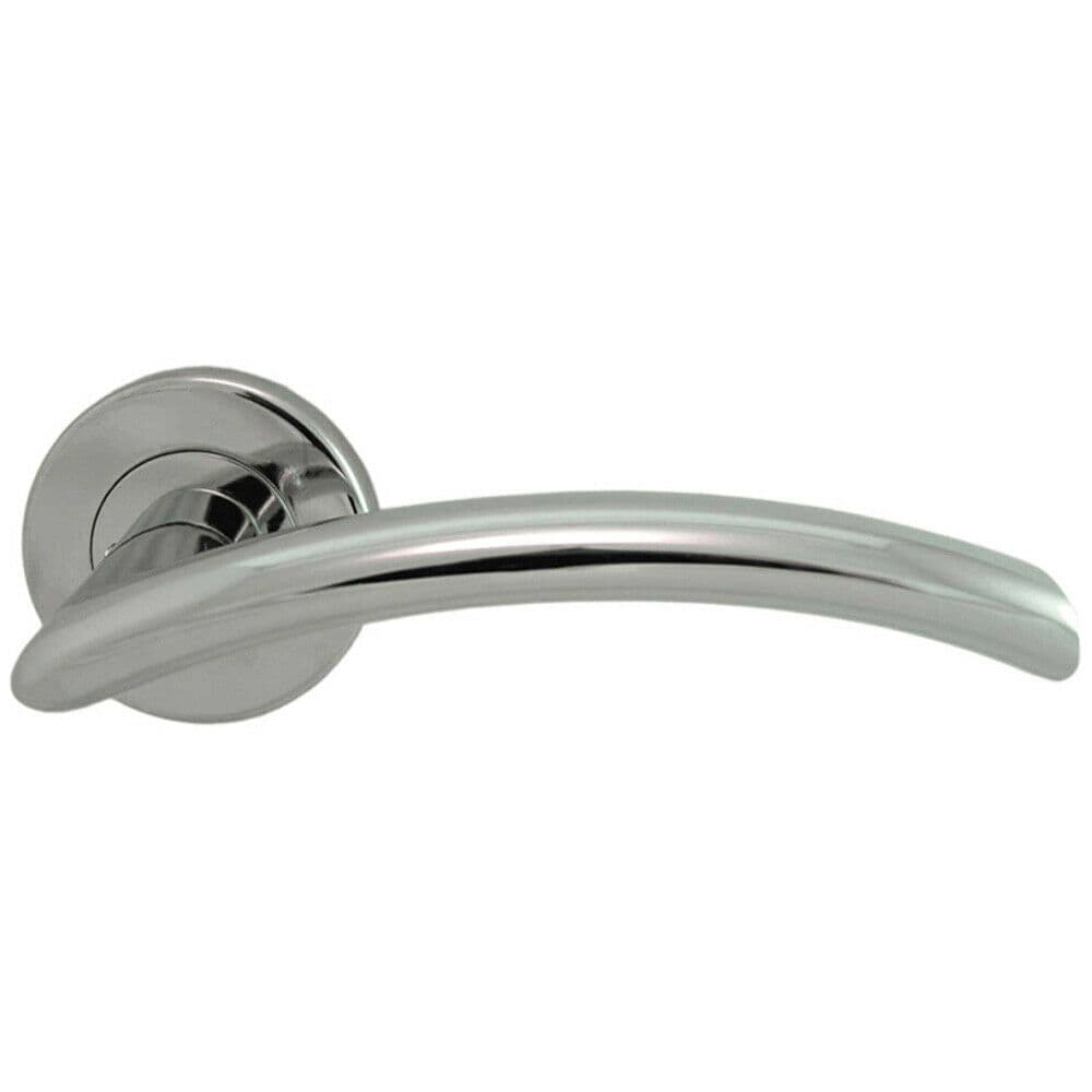 PAIR Oval Shaped Arched Bar Handle Concealed Fix Round Polished Chrome
