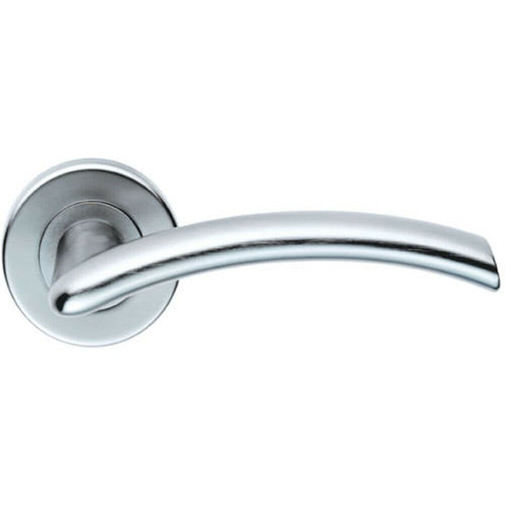 PAIR Oval Shaped Arched Bar Handle Concealed Fix Round Satin Chrome