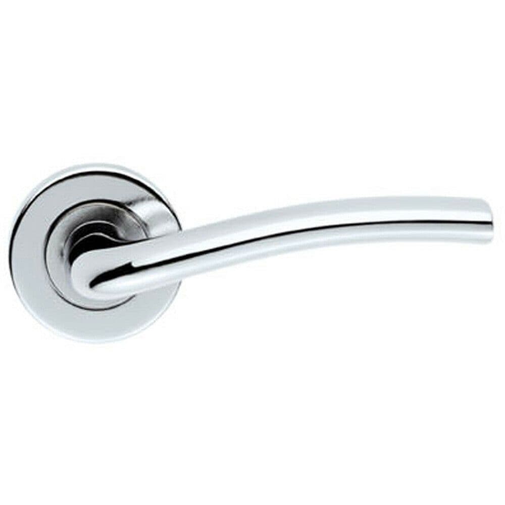 PAIR Raised Lever with Smooth Edges Concealed Fix Round Rose Polished Chrome