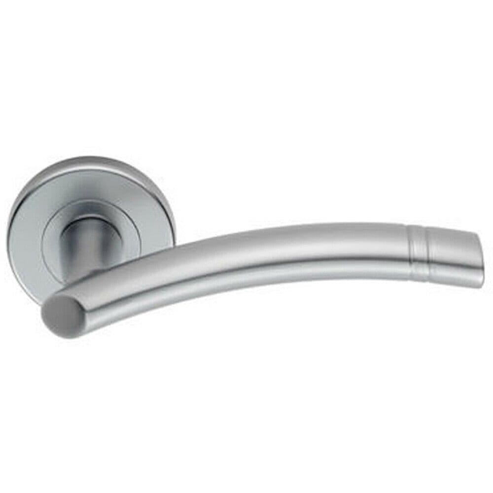 PAIR Arched Round Bar Handle Ring Detailing Concealed Fix Satin Chrome