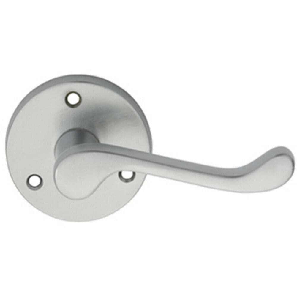 PAIR Victorian Scroll Lever on 58mm Round Satin Chrome Door Handle