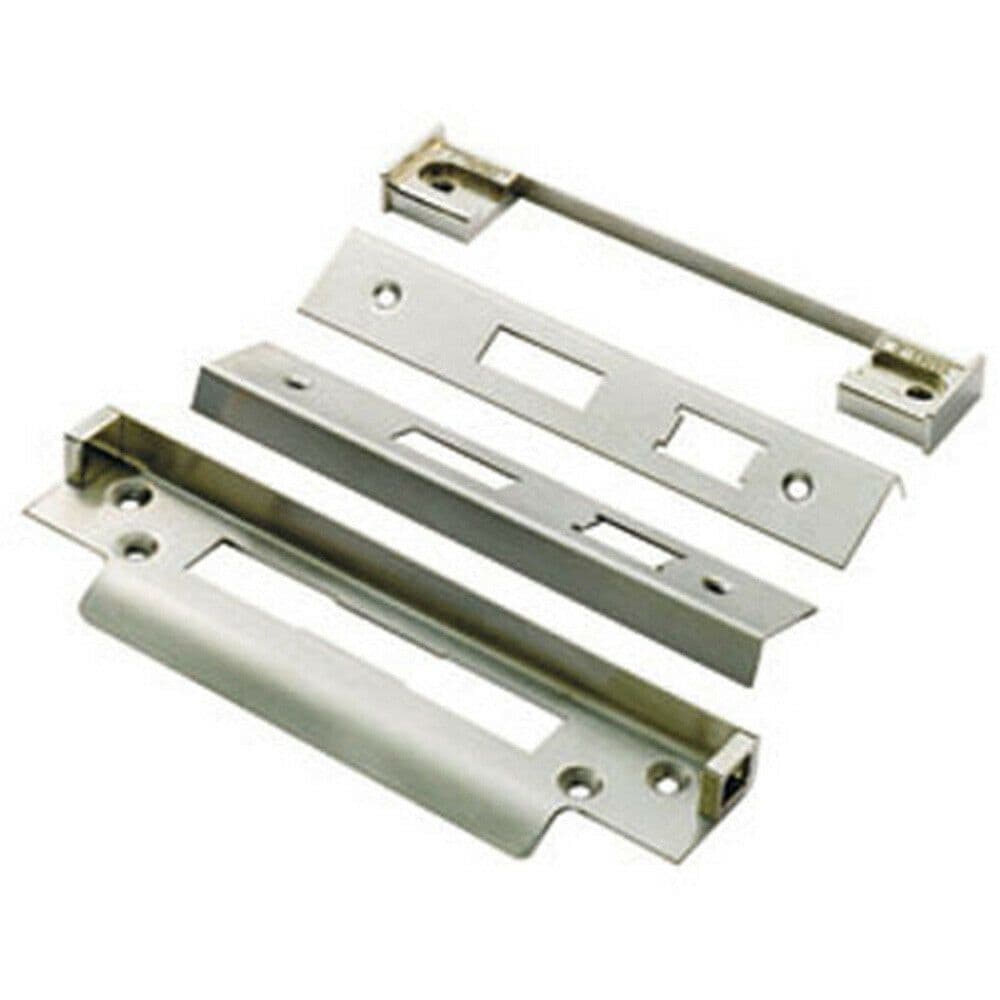 Rebate Kit BS Lever Sash Locks Double Doors 13mm Satin Steel