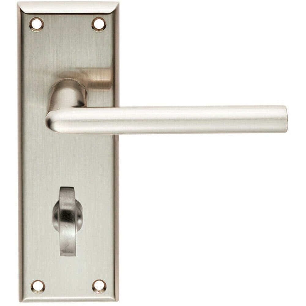 PAIR Rounded Lever on Bathroom Backplate Handle 150 x 50mm Satin Nickel