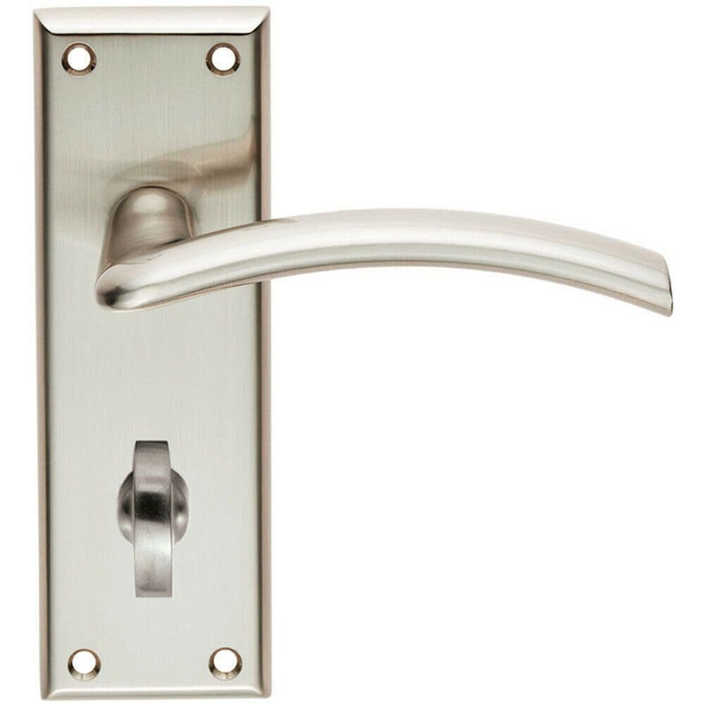 PAIR Arched Lever on Bathroom Backplate Door Handle 150 x 50mm Satin Nickel