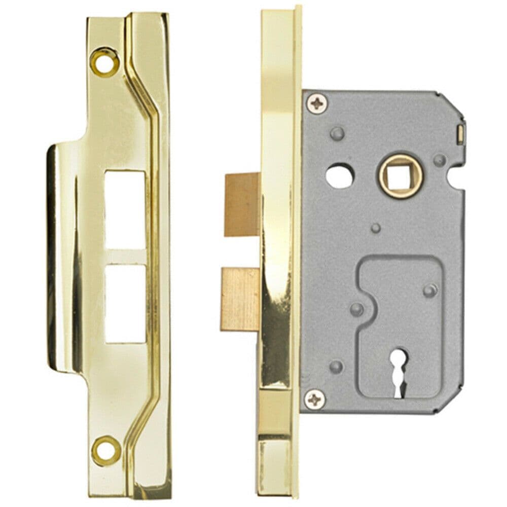 64mm 2 Lever Contract Rebated Sashlock Square Forend Electro Brassed