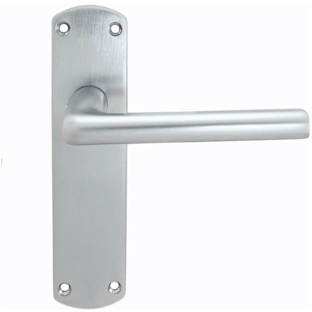 Rounded Straight Bar Handle on Latch Backplate 170 x 42mm Satin Chrome