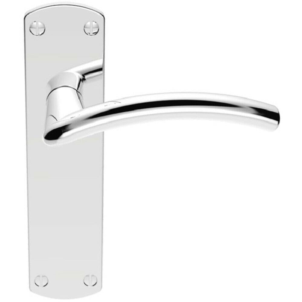 Arched Lever on Latch Backplate Door Handle 170 x 42mm Polished Chrome
