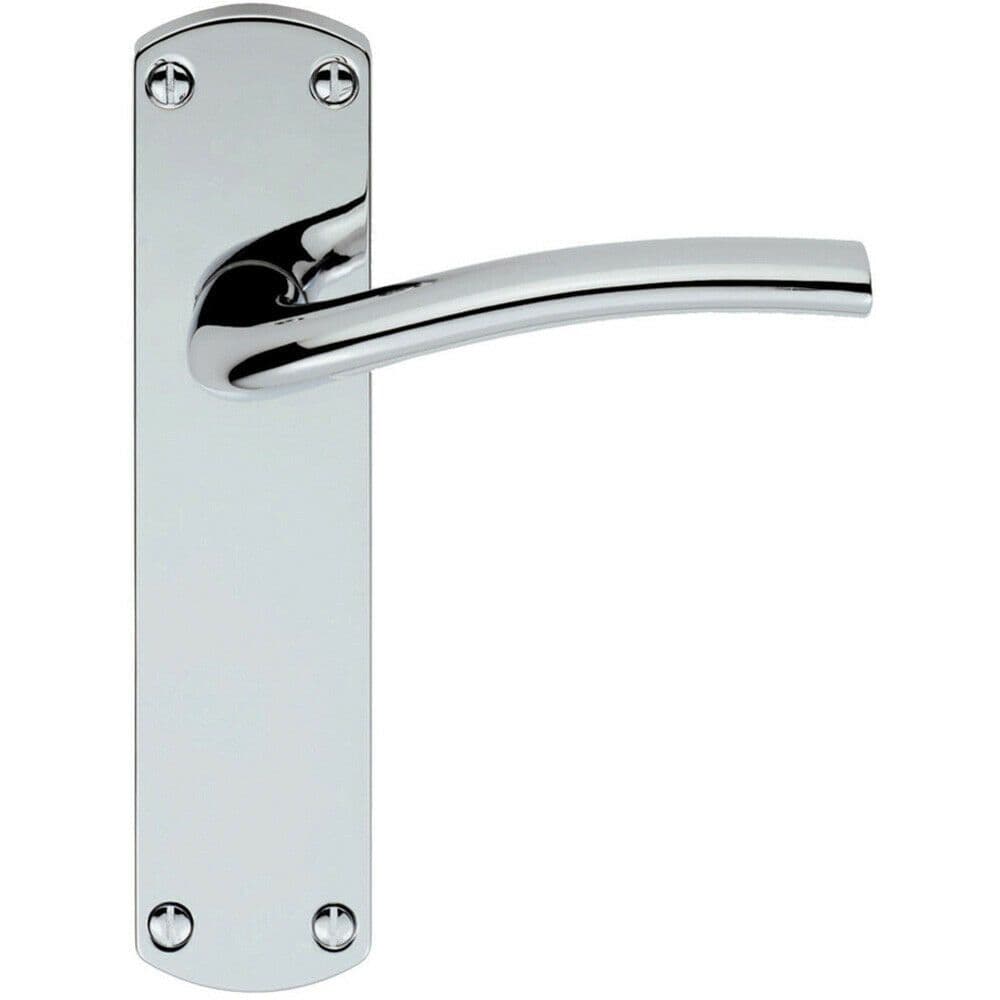 Rounded Curved Bar Handle on Latch Backplate 170 x 42mm Polished Chrome