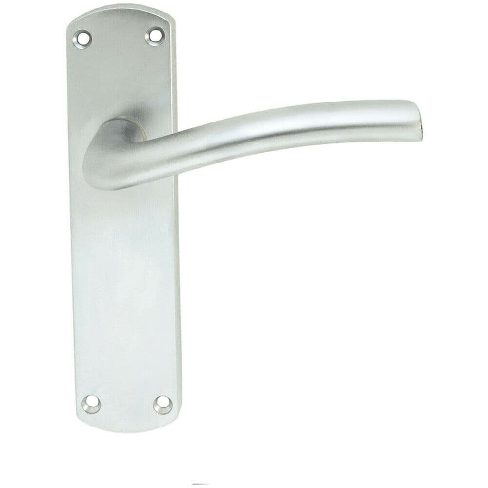 PAIR Rounded Curved Bar Handle on Latch Backplate 170 x 42mm Satin Chrome