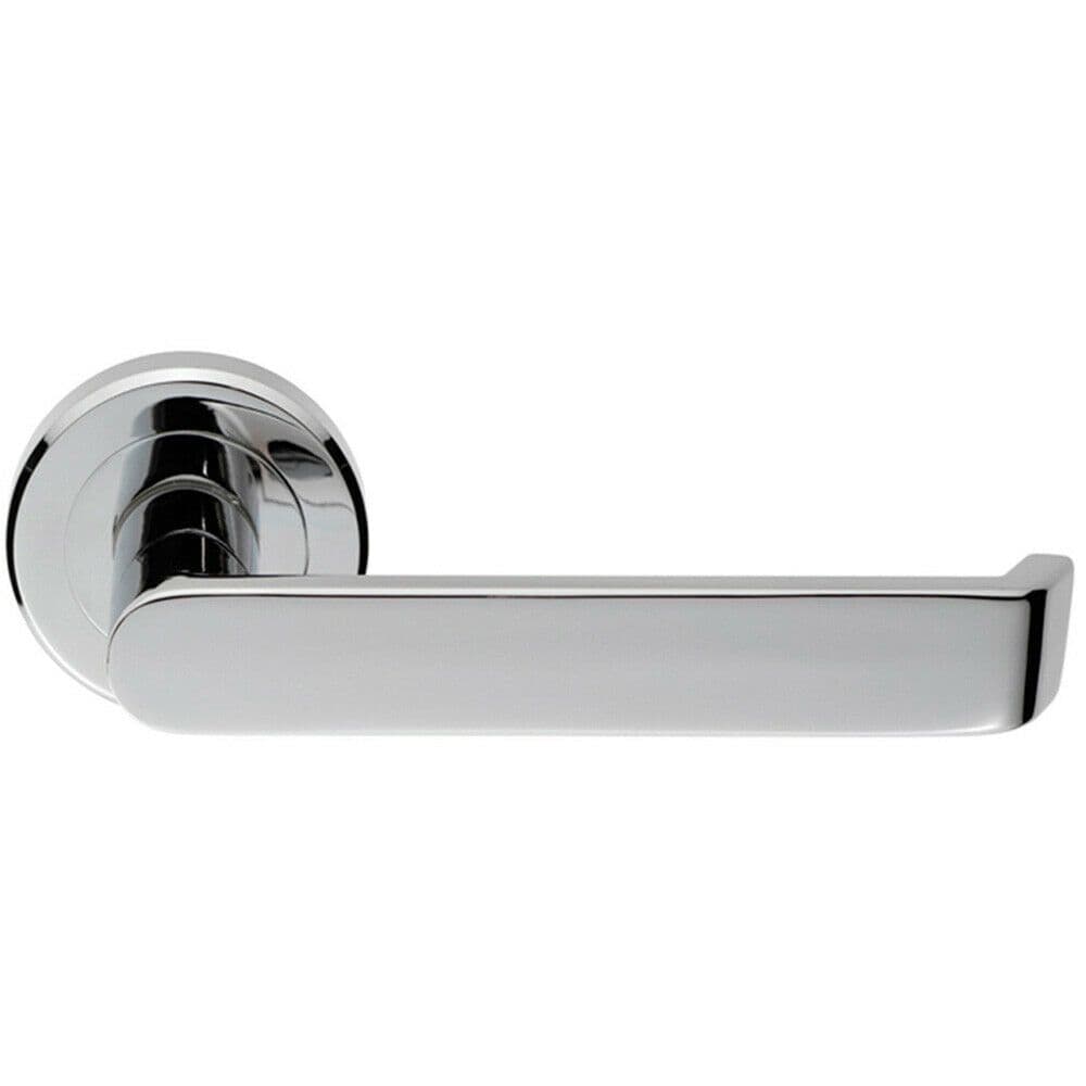 Flat Faced Lever on Concealed Fix Round Rose 50.5mm Diameter Polished Chrome