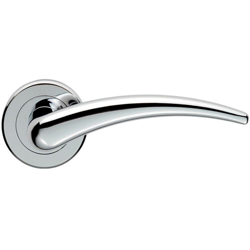 PAIR Arched Tapered Bar Handle on Round Rose Concealed Fix Polished Chrome