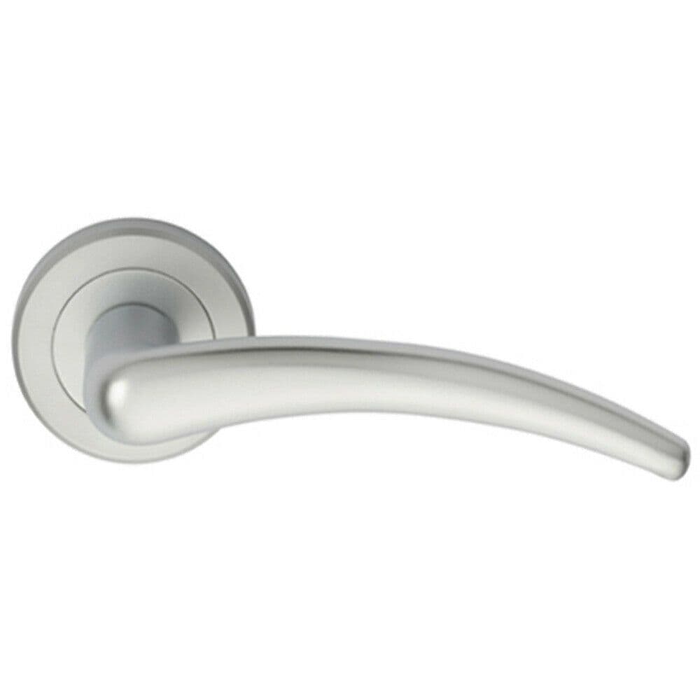 PAIR Arched Tapered Bar Handle on Round Rose Concealed Fix Satin Chrome