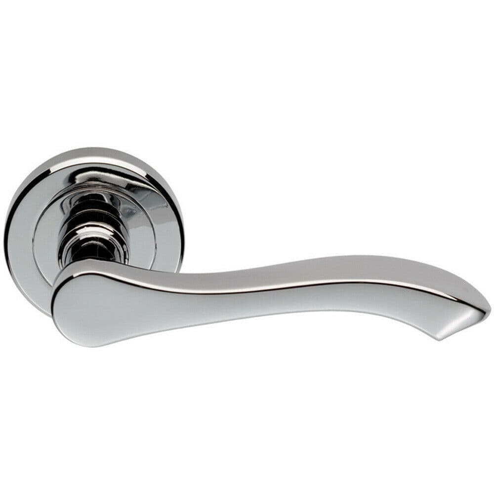 PAIR Scroll Shaped Handle on Chamfered Edged Round Polished Chrome