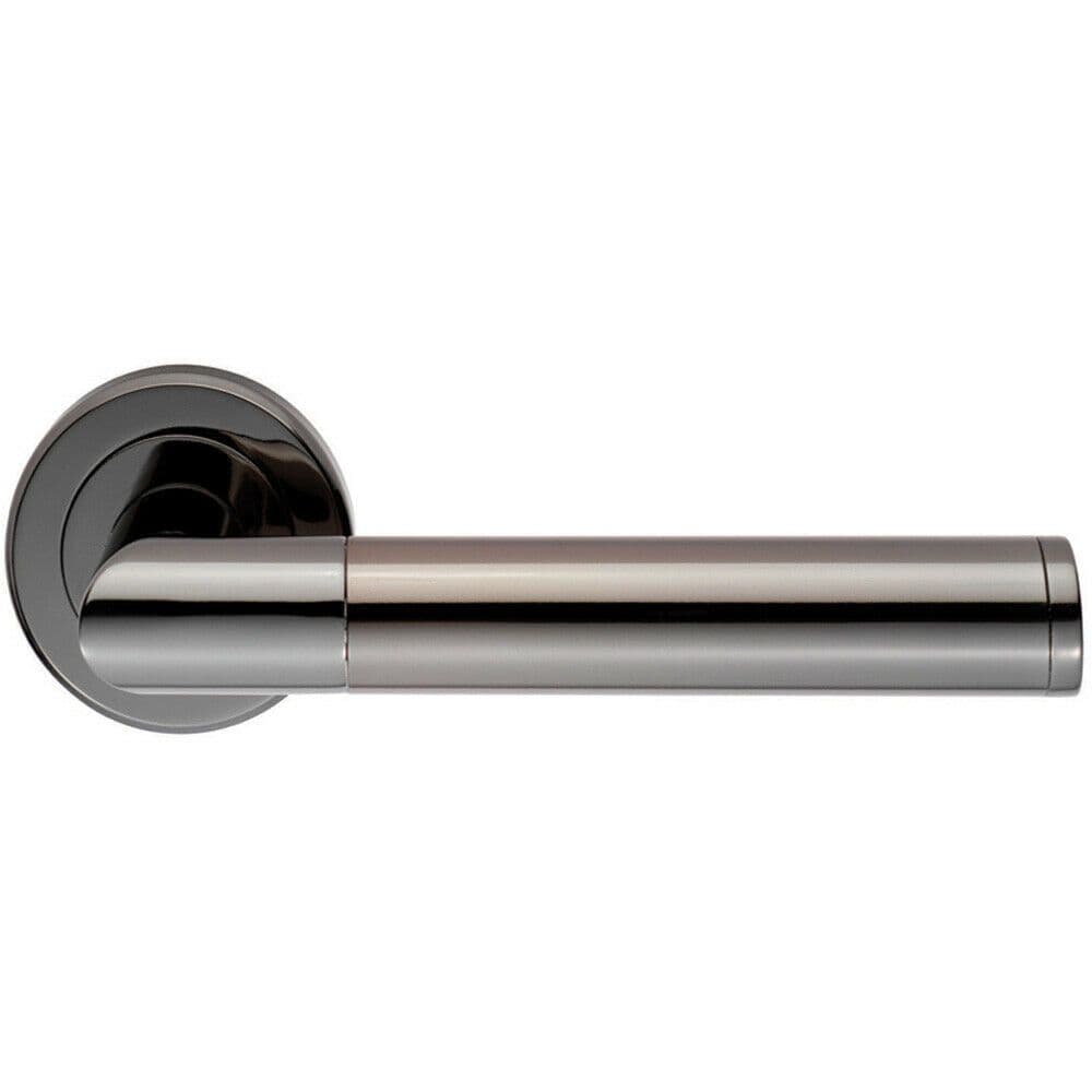 PAIR Sectional Round Bar Handle on Round Rose Concealed Fix Black Nickel