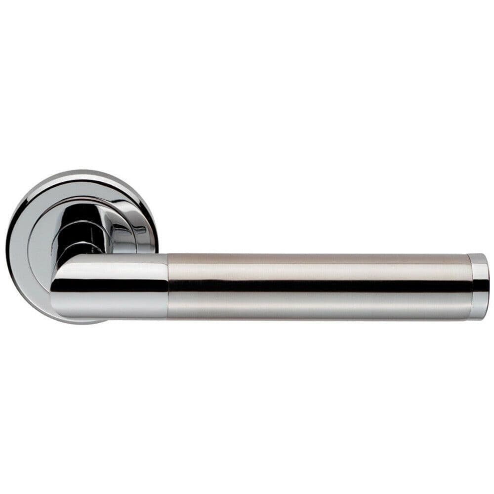 PAIR Sectional Round Bar Lever on Round Concealed Fix Polished Satin Chrome
