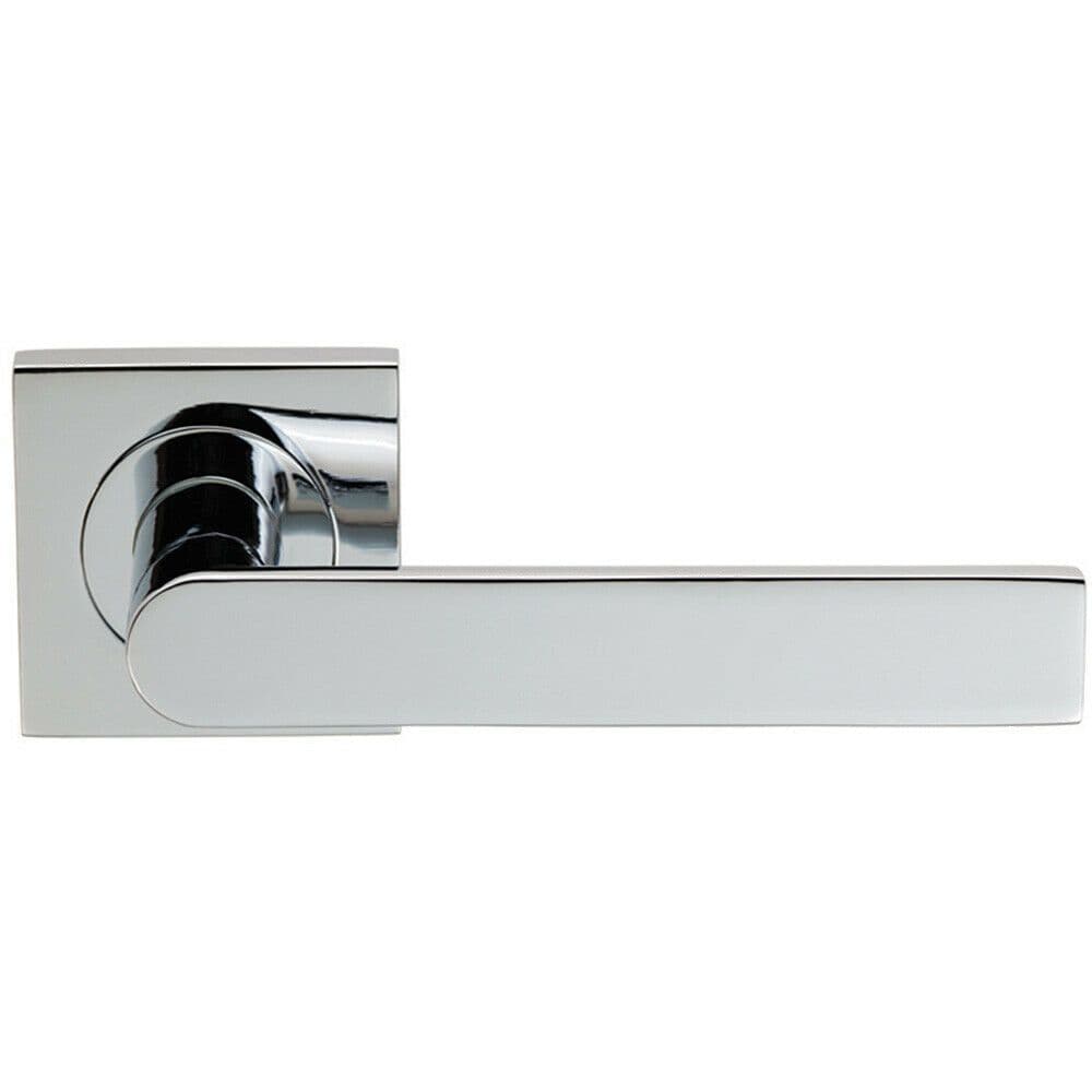 PAIR Flat Rectangular Bar Lever on Square Concealed Fix Polished Chrome