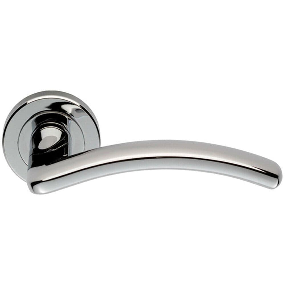 PAIR Oval Shape Arched Bar Lever on Round Concealed Fix Polished Chrome