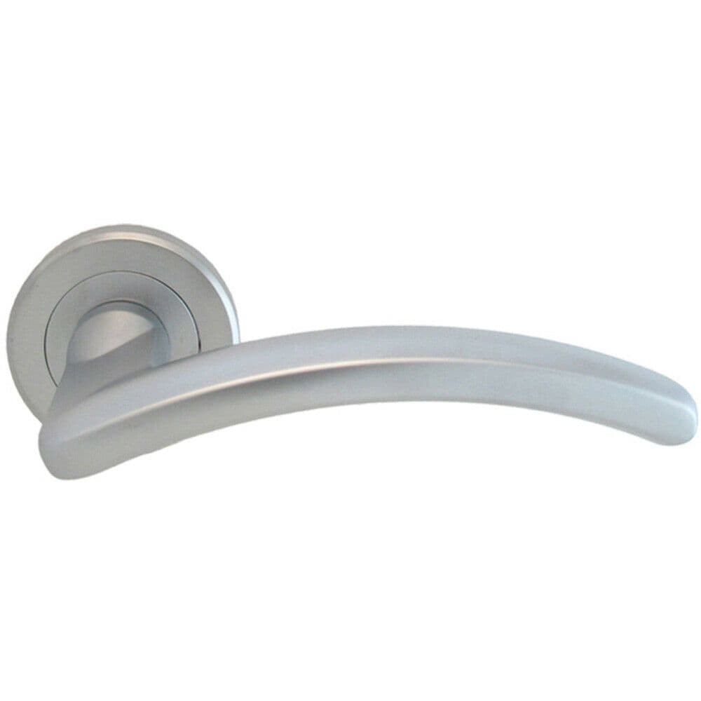 PAIR Oval Shape Arched Bar Handle on Round Rose Concealed Fix Satin Chrome