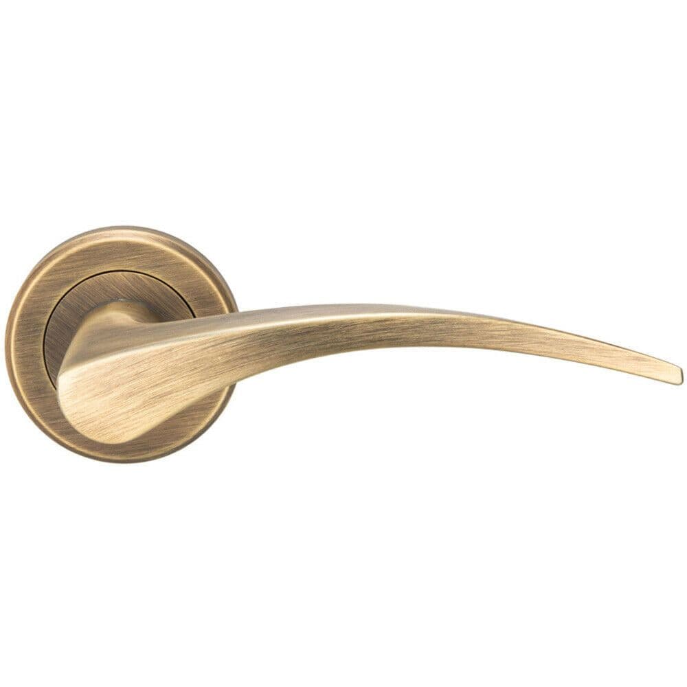 PAIR Arched Tapered Handle on Round Concealed Fix Antique Brass