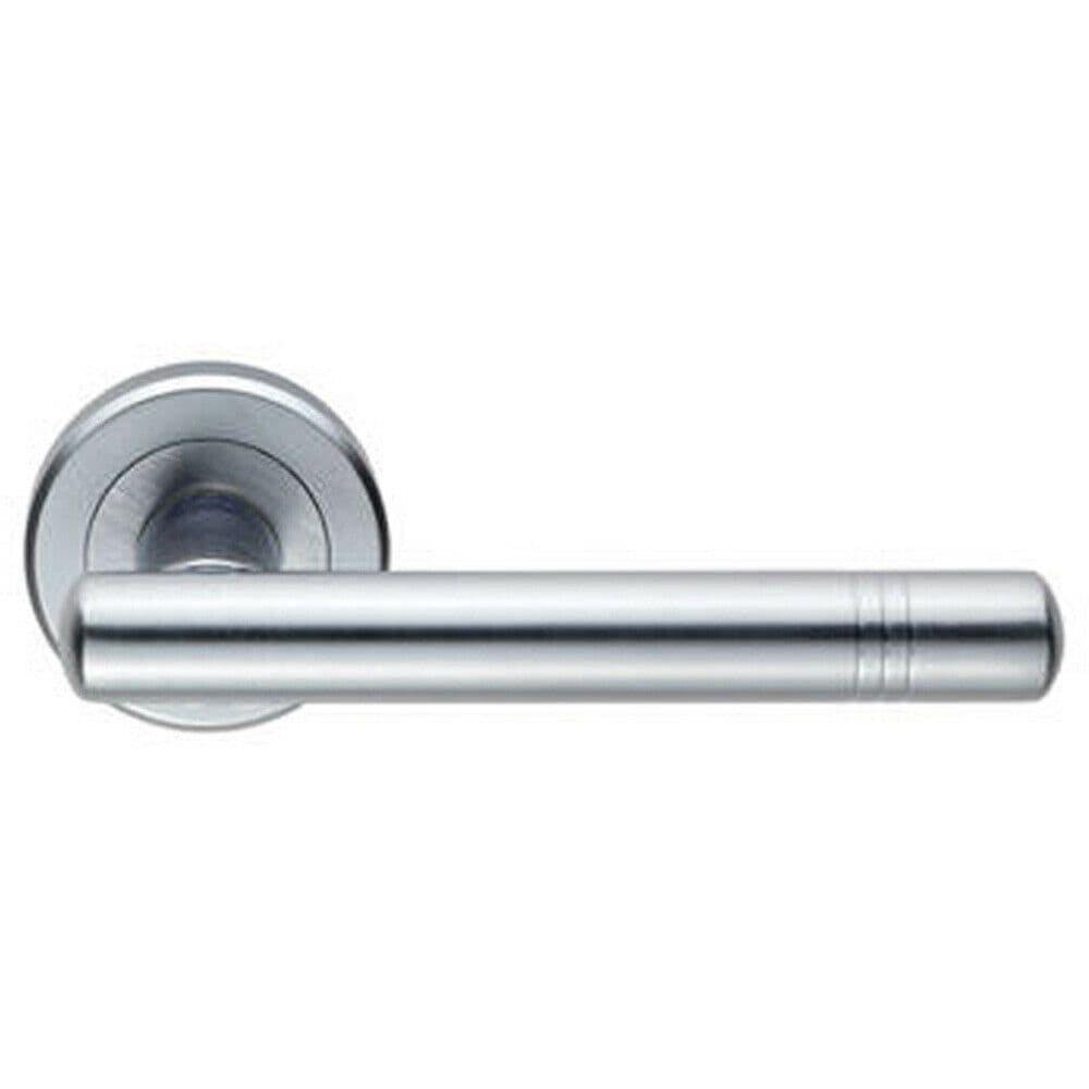 PAIR Round T Bar Handle Ringed Design Concealed Fix Satin Chrome