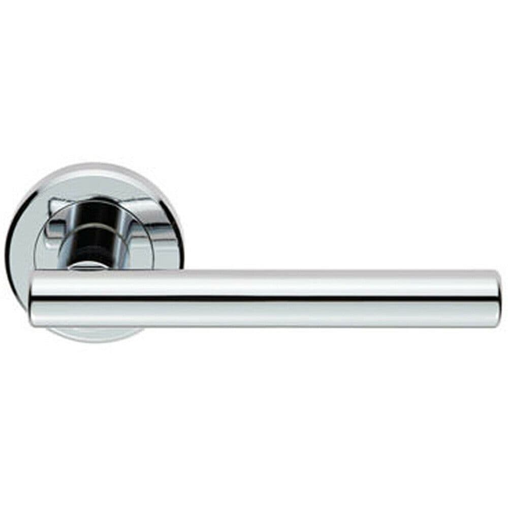 PAIR Straight T Bar Handle on Round Concealed Fix Polished Chrome