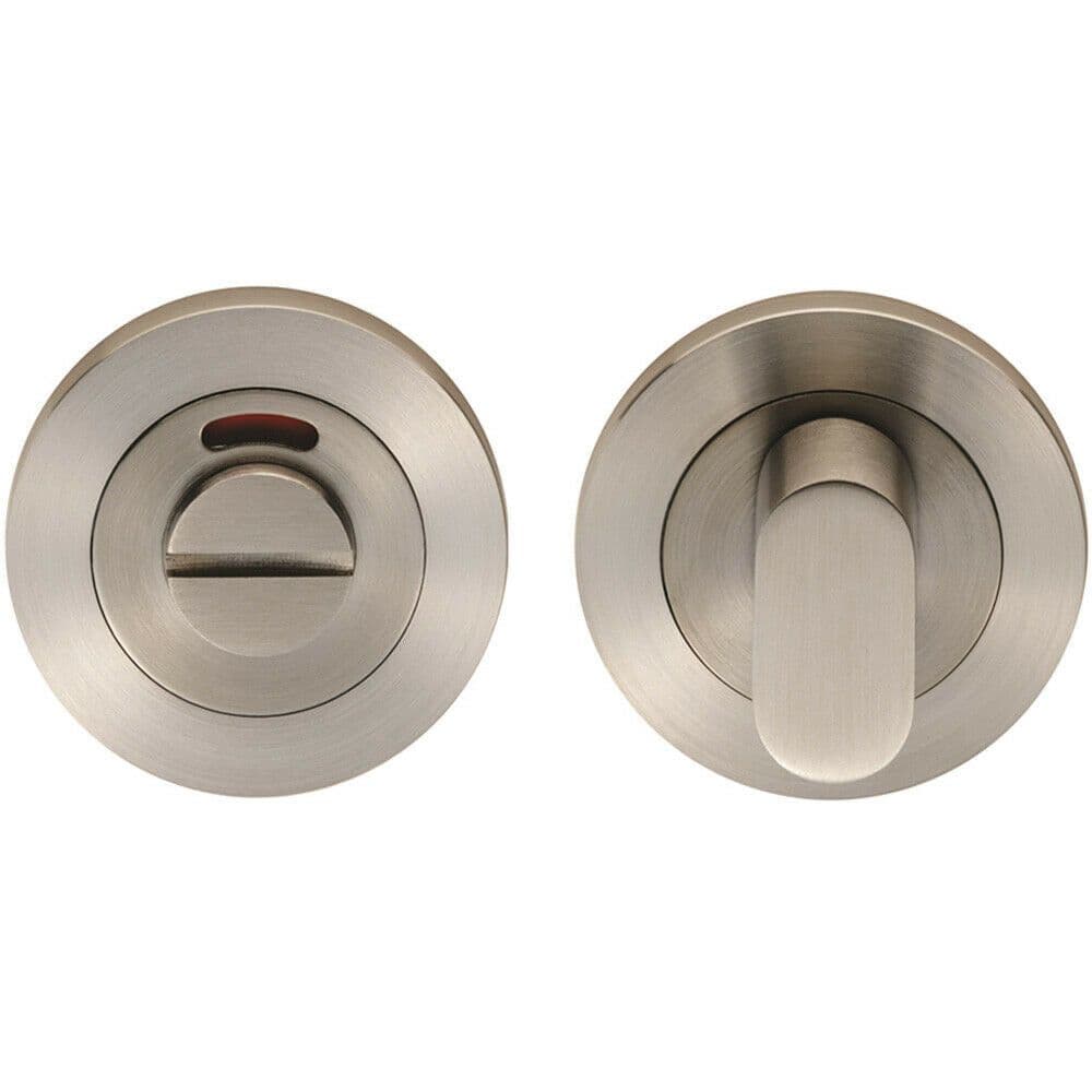 Round Thumbturn Lock and Release With Indicator Satin Stainless Steel