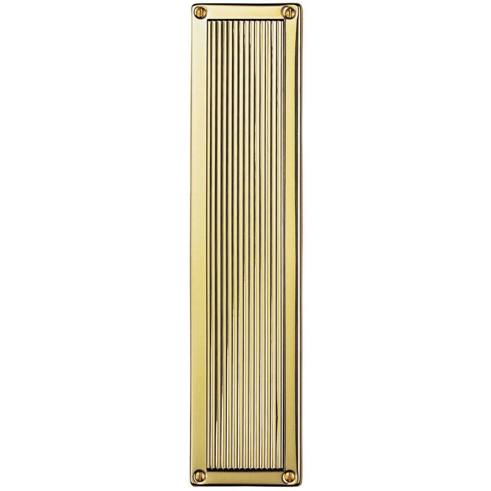 Rectangular Reeded Door Finger Plate 305 x 70mm Polished Brass Push Plate