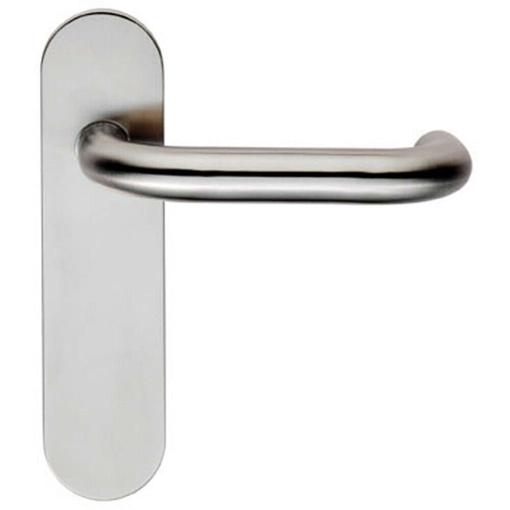 PAIR Safety Lever on Steel Inner Backplate 180mm Door Handle Satin Steel