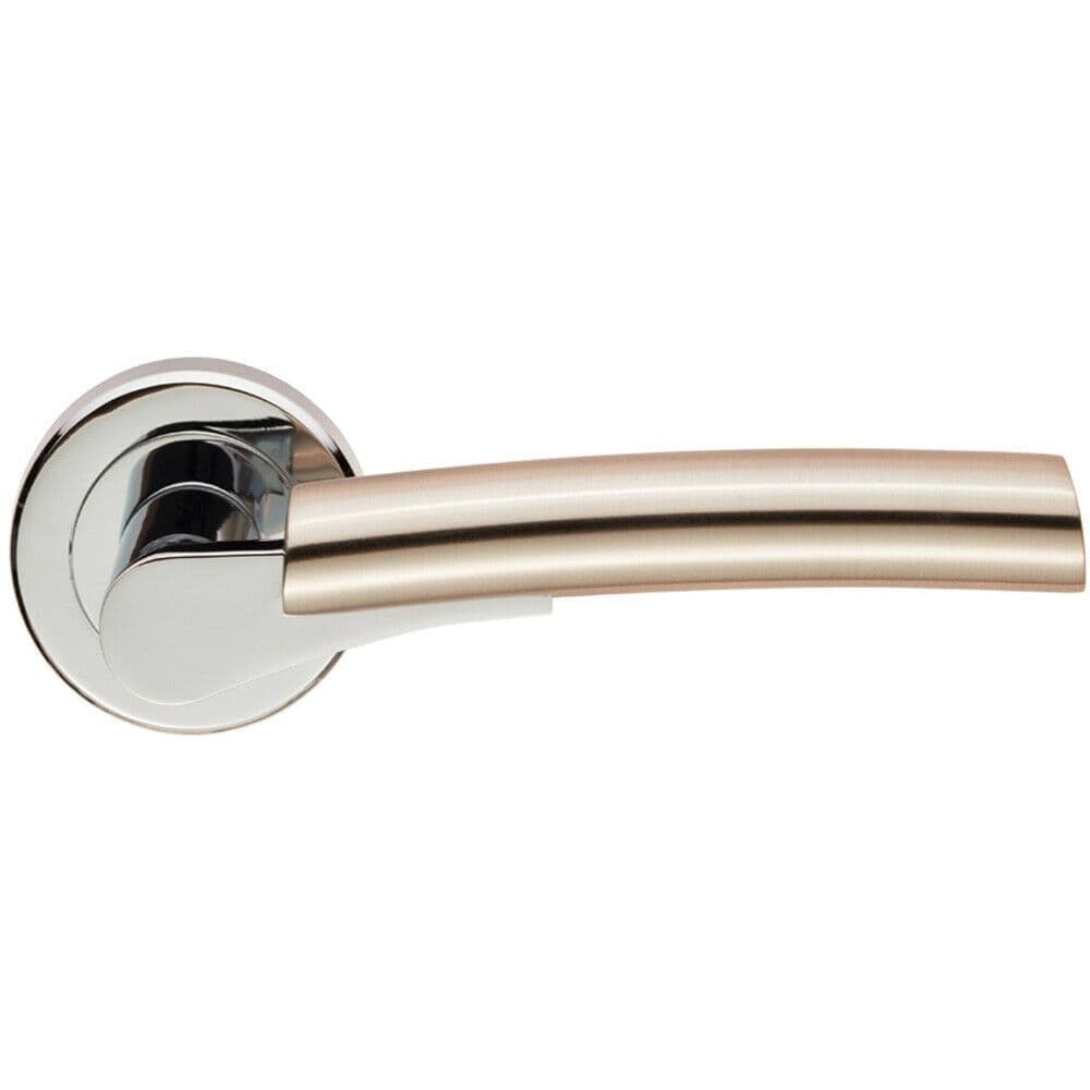 PAIR Two Part Lever on Round Concealed Fix Polished Chrome Satin Nickel