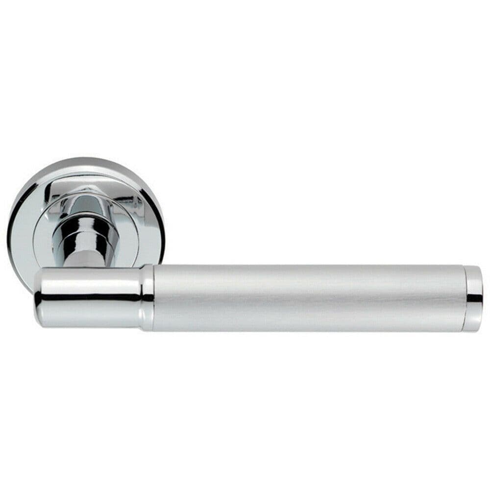 Door Handle Lever on Concealed Round Rose Polished Chrome Satin Chrome