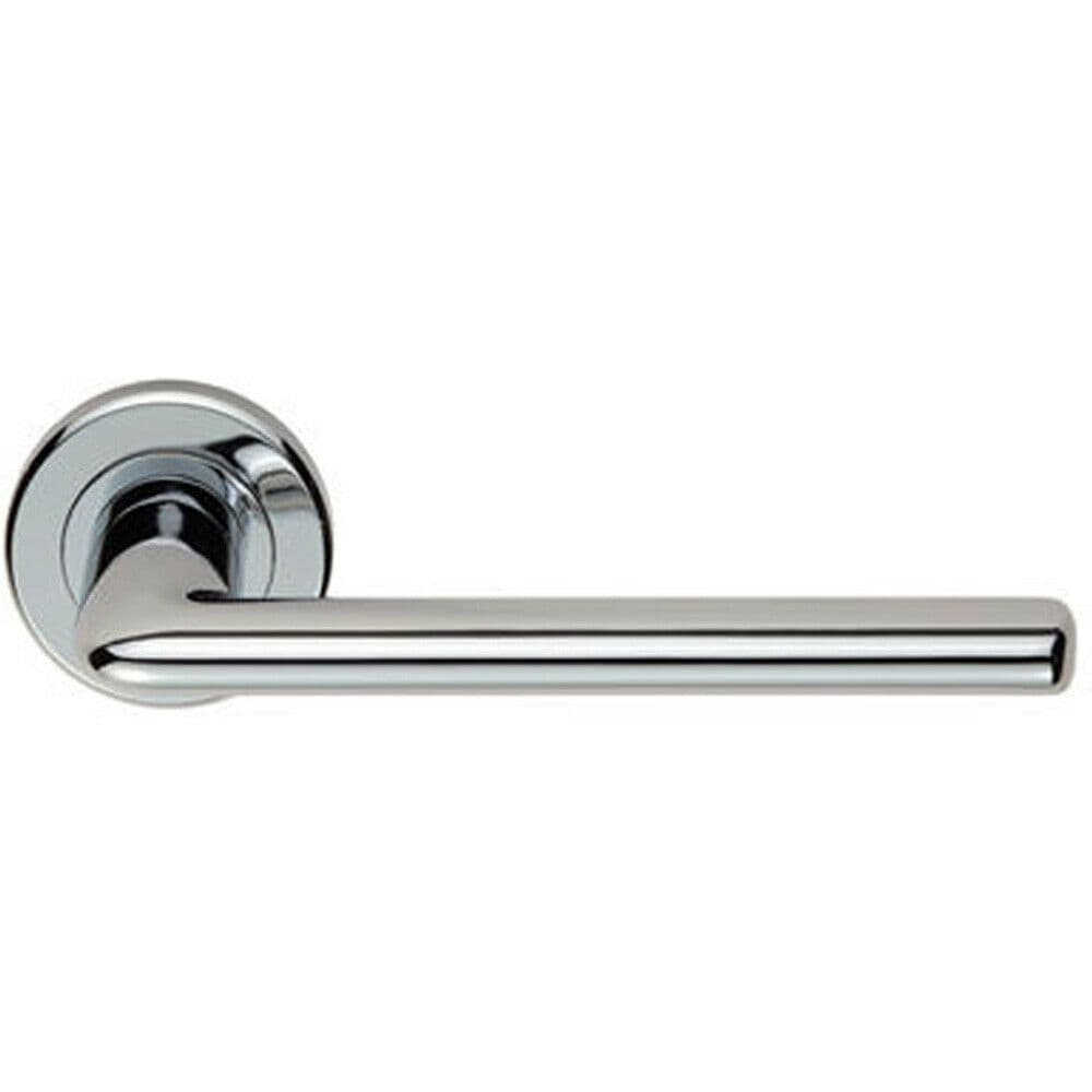 PAIR Slimline Straight Bar Lever on Round Rose Concealed Fix Polished Chrome