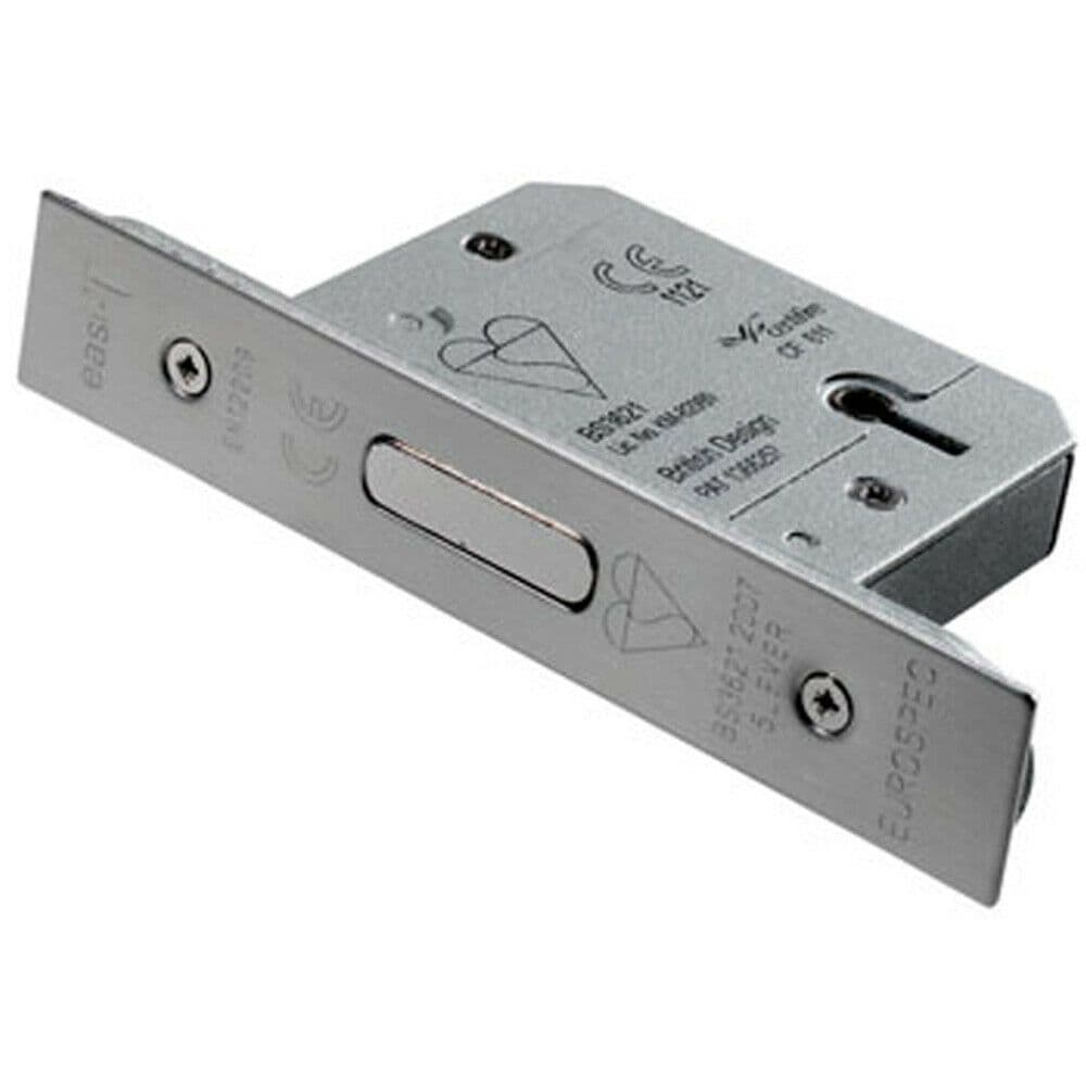 64mm 5 Lever Mechanism BS Deadlock Satin Stainless Steel Door Security Latch