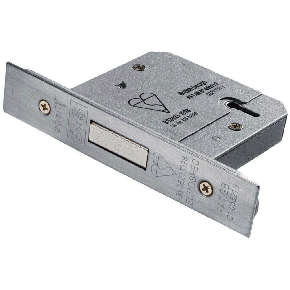 76mm 5 Lever Mechanism BS Deadlock Satin Stainless Steel Door Security Latch