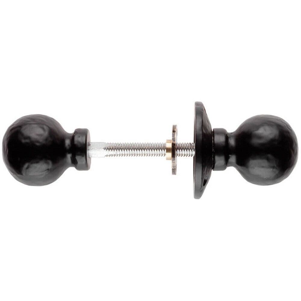 PAIR Round Ball Rimmed Mortice Door Knob 60mm Diameter Black Antique Handle