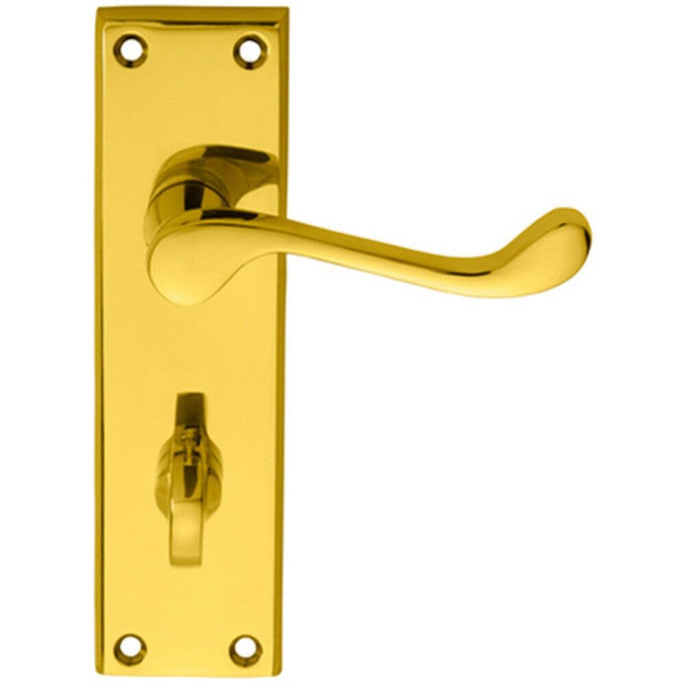 PAIR Victorian Scroll Handle on Bathroom Backplate 150 x 43mm Polished Brass