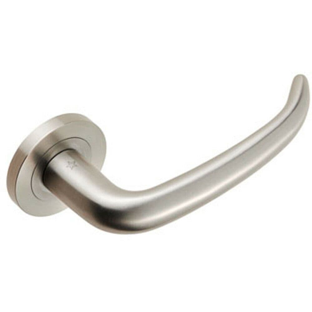 PAIR Slim Rounded Inward Curved Lever on Round Concealed Fix Satin Steel