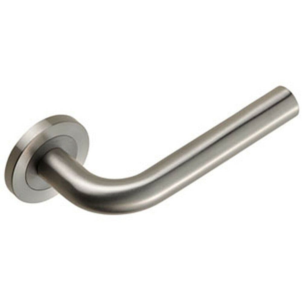 PAIR Straight Round Bar Handle on Round Concealed Fix Satin Steel