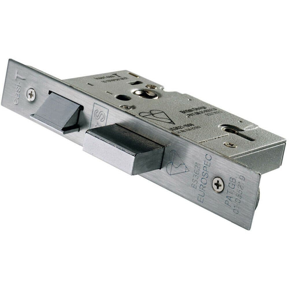64mm 5 Lever BS Rated Sashlock Square Forend Satin Steel Door Latch