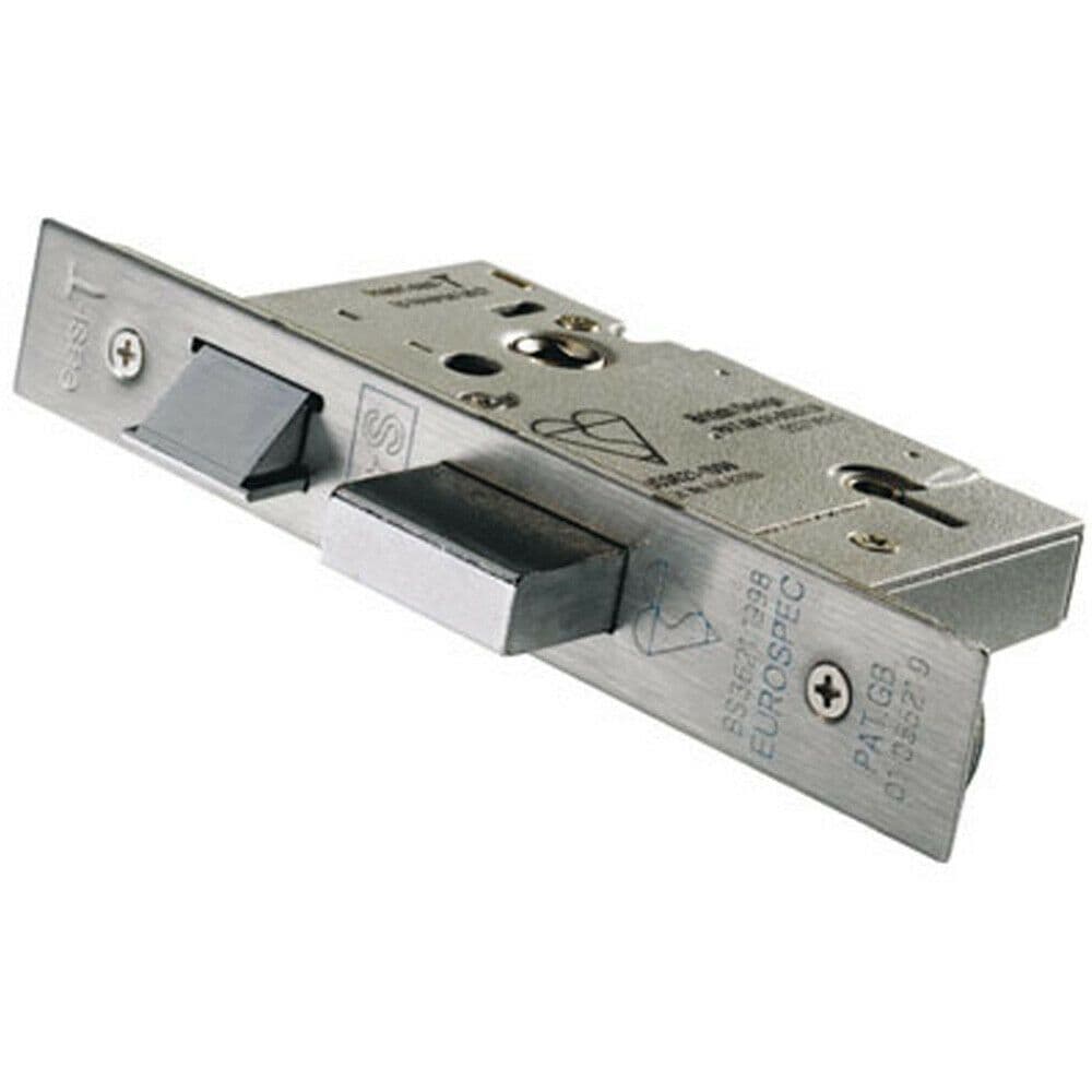 76mm 5 Lever BS Rated Sashlock Square Forend Satin Steel Door Latch