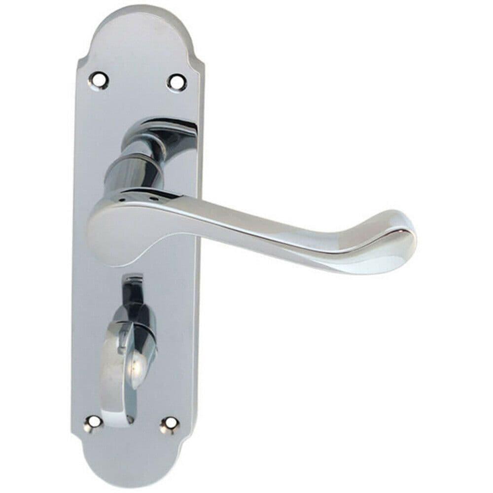 PAIR Victorian Upturned Lever on Bathroom Backplate 170 x 42mm Polished Chrome